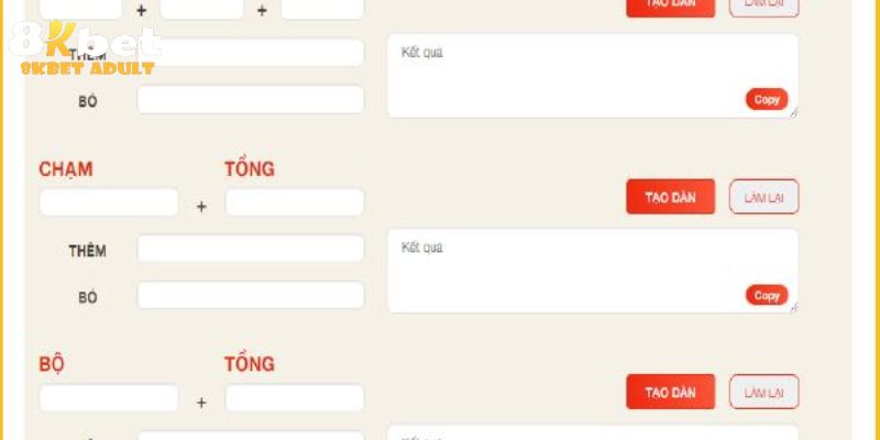 Tạo dàn đề theo kết quả kỳ quay trước