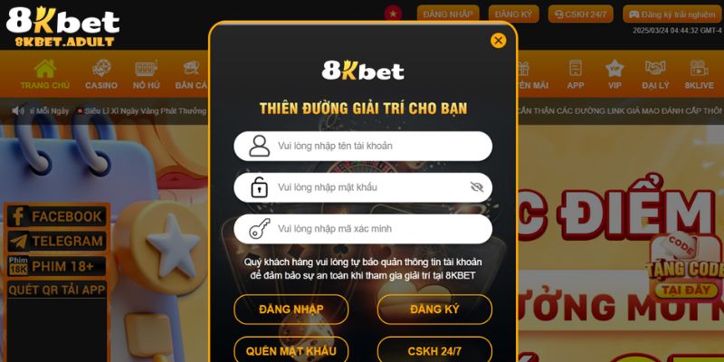 Đăng nhập 8KBET tại website chính thức